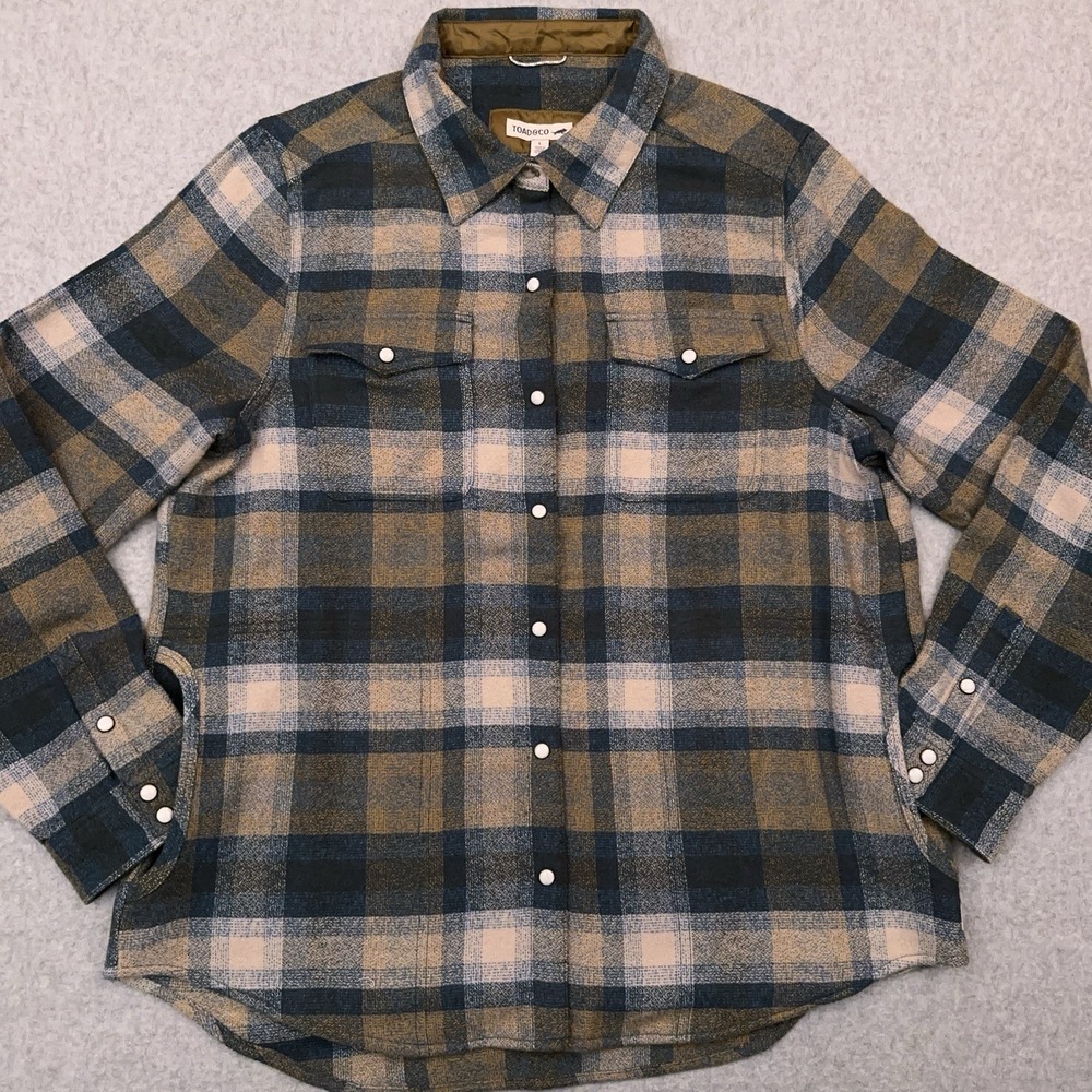 Toad&Co Plaid Button Down Shirt - Blue and Tan